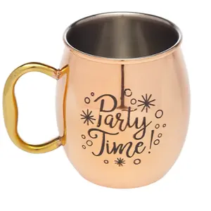 Tasse à bière en cuivre pur de style bohème fait à la main Logo imprimé accessoires de bar gobelets en acier inoxydable pour les fêtes et les mariages - Product Image 1