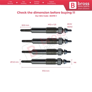 Bougies de préchauffage BGP81-1, 4 pièces, 20,5 volts, ME017010 GJ54MI pour Canter Rosa 4D30 - Product Image 4