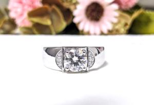 Bague classique en diamant de laboratoire taille brillant rond de 1,75 carat, en or blanc massif 10K/14K pour homme, bijou audacieux - Product Image 2