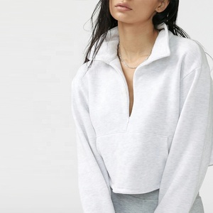 Sweat-shirt surdimensionné à demi-zip personnalisé, sweat-shirts gris, sweat-shirts de sport pour femmes, sweat-shirt pour femmes - Product Image 2