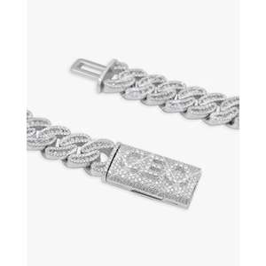 Custom 14K Gold Miami Cuban Link Chain with 15mm Moissanite Diamond Baguette Cross Clasp 15MM <b>Necklace</b> - Product Image 3