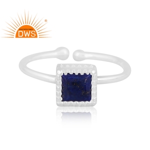 Latest Trending Fine Sterling Silver Natural Lapis Lazuli Gemstone <b>Adjustable</b> <b>Ring</b> Custom Jewelry For Women Gift For Her - Product Image 3