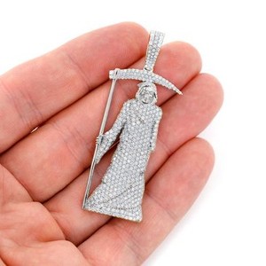 Colgante de Plata de Ley 925 con diamantes de imitación, colgante de gran tamaño con diamantes de imitación - Product Image 2