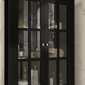 Airil Tellisford Armoire de salle de bain moderne autoportante avec portes coulissantes Rangement d'appoint réglable au sol Collection Tellisford - Product Image 3