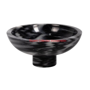 Bol de piédestal en marbre naturel blanc élégant Bol de service à pied poli fait à la main pour la décoration intérieure de luxe et le bol de table de cuisine - Product Image 3