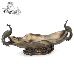 Vase VERONESE DESIGN PRUNUS & PEACOCK en polyrésine et bronze coulé à froid, Art déco, peint à la main, décoration d'intérieur de luxe, figurine - Product Image 5