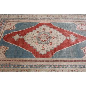Alfombra Turca de 5.4x8.4 pies, Alfombra Vintage Grande, Alfombra Azul Camuflaje - Product Image 4