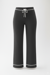 Overol de Moda con Pierna Ancha y Cordón Ajustable, Tejido Acordonado, Cintura Elástica Suave, para Mujer, Spandex/Algodón, Ribete en Contraste, Fábrica OEM - Product Image 3