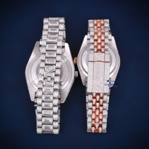 Brillante y elegante Moissanite Diamond Pareja Relojes Totalmente inundados Iced Out Relojes Romántico Regalo de San Valentín - Product Image 5