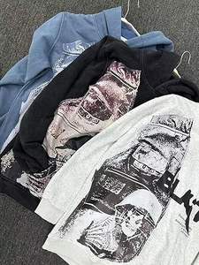 Sweat à capuche rétro pour homme Y2K, 100% coton, gothique, crâne, alphabet, explosion de mode, streetwear personnalisé Harajuku - Product Image 6