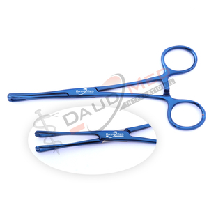 El más vendido de acero inoxidable en diferentes tamaños, longitud de la punta, 7mm, herramientas de perforación corporal, pinzas Pennington recubiertas de azul, Mini ranuradas 7 - Product Image 1