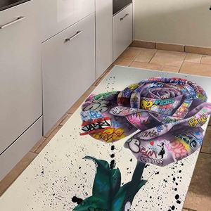 Tapis Banksy Rose Graffiti : Tapis d'appoint antidérapant, tapis doux non tissé - Product Image 4