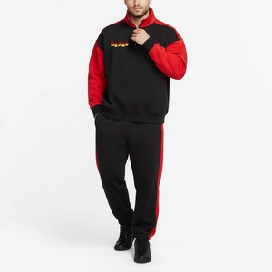 Ensemble de jogging confortable pour homme en molleton 100% coton, coupe ample et oversize, sweat-shirt à demi-zip et pantalon - Product Image 1