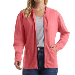 Sudaderas con capucha de manga larga informales de Invierno para mujer personalizadas 2025 con cremallera frontal, la mejor calidad y precio, técnica teñida lisa - Product Image 2