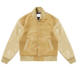 High Quality Men Custom Logo Leather Sleeves Classic Embroidery <b>Button</b> CollegeBaseballjacket for men - Product Image 4