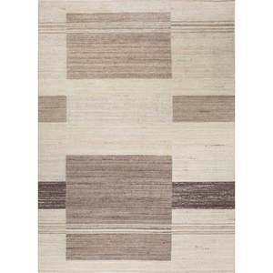 Tapis en laine tissé à la main Contour Ivoire, coton biologique jacquard géométrique, pour couloir 9x12, pour la décoration de la maison et du salon, en jute - Product Image 1