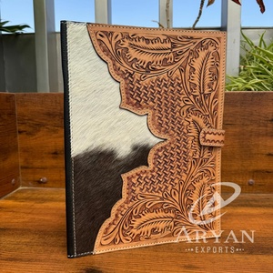 Organisateur de documents d'affaires en cuir usiné à la main de haute qualité A4 personnalisé Agenda/portefeuille dossiers avec cartes et porte-stylo - Product Image 1