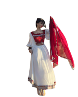 Robe longue Anarkali bohème vintage ethnique pour femmes afghanes en mousseline de soie, éco-responsable, taille naturelle, manches longues, détails boutonnés