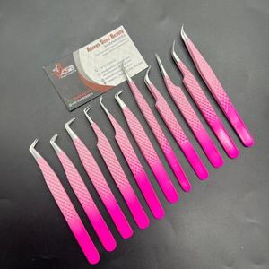 Pince à épiler d'extension de cils personnalisée en rose Ombre pince à cils professionnelle en acier inoxydable à forte tenue marque privée pointue - Product Image 5