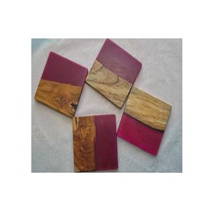 <b>Wood</b> and Resin Coaster Tabletop <b>Wood</b> <b>Placemats</b> Coaster for Drink pink Color Hot Sale Product - Product Image 1