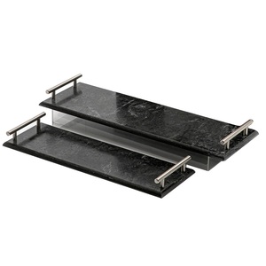 Nouvel arrivage Vaisselle à la recherche de plats Plateaux de service en métal fabriqués à la main Forme personnalisée Plateau de service pour hôtel - Product Image 2