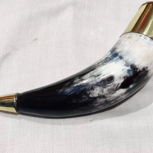 Cuerno para beber vintage hecho a mano natural 100%, perilla de latón ecológica - Product Image 2