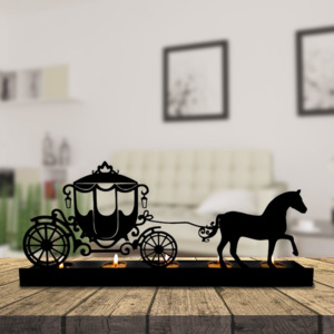 Dernier support de lumière de thé de chariot de cheval en métal personnalisé luxueux pour les décorations de maison de Pâques sur le bureau et dans le salon - Product Image 2