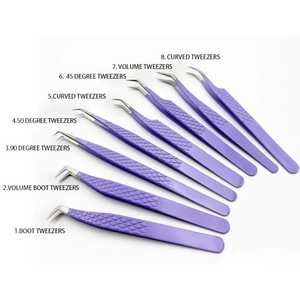 Nouvel ensemble de pinces à extensions de cils de précision en acier inoxydable avec pointe en fibre violette 2025, qualité allemande, pointues pour outils de cils - Product Image 6