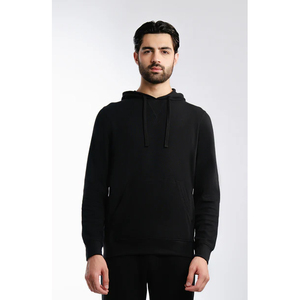 Sudadera con Capucha Negra para Hombre, 100% Algodón Felpa, Corte Regular, Color Sólido Formal, Diseño con Bolsillo, Logotipo Frontal Lavado, Invierno - Product Image 6