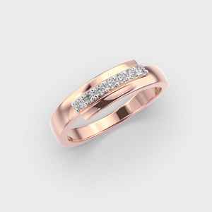 Anillo de banda de paso de declaración moderna, anillo de diamante cultivado en laboratorio de corte redondo de oro de 14 quilates, regalo romántico de boda para pareja - Product Image 5