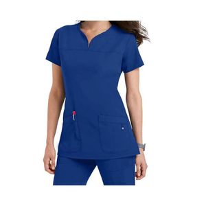 Ensemble d'uniformes médicaux personnalisables pour femmes, gommages hospitaliers élégants en polyester et spandex respirants, tricotés avec logo personnalisé, tailles pour filles - Product Image 2