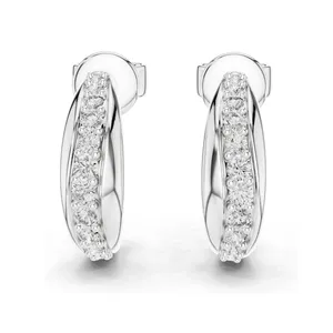 Boucles d'oreilles créoles en diamant de laboratoire 0,38 CT, taille brillant rond, or 18 carats, 14 carats, 10 carats et argent 925, or rose, or jaune, or blanc - Product Image 3