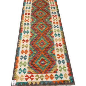 พรมโบฮีเมียนคิลิมสไตล์วินเทจ ทำมือจากผ้าฝ้ายทอมือ สำหรับงานแต่งงาน ปูพื้นห้องโถง ทางเดิน ปักลาย ซักได้ สำหรับสัตว์เลี้ยง - Product Image 1