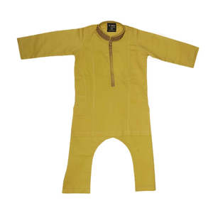 Shalwar Kameez brodé pour garçons - Moutarde - Product Image 1