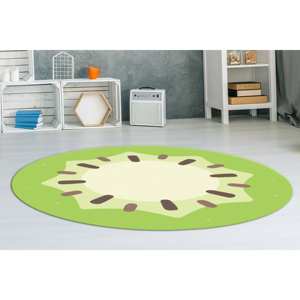 Tapis Kiwi Slice : Tapis d'appoint moderne vert, imprimé en 3D, avec poils doux - Product Image 2