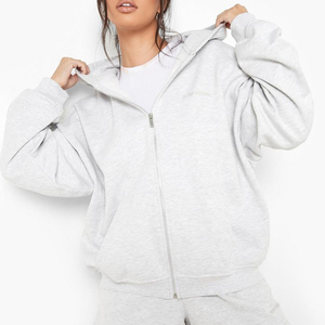 100% Cotton Heavyweight <b>Crop</b> High Quality women Hoodies <b>Zip</b> <b>Up</b> Full <b>Zip</b> <b>Up</b> Hoodie Custom logo OEM french terry zipper hoodies - Product Image 1