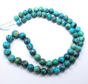 Cuentas de forma redonda Lisa turquesa de Arizona, cuentas de piedras preciosas turquesas naturales, 7X11MM, fabricación de joyas de 16 pulgadas - Product Image 2
