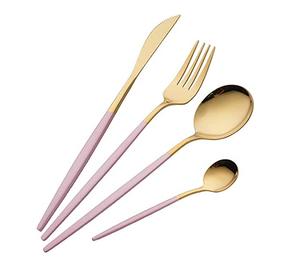 Juego de Cubiertos de Metal de estilo occidental con mango de esmalte azul acabado dorado para boda restaurante decoración de mesa juegos de cubiertos - Product Image 3