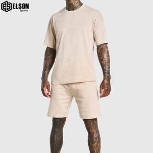 Vêtements de sport 100% coton pour hommes-T-shirts et shorts de jogging d'entraînement sans couture respirant pas cher prix ensemble jumeau grande taille pour l'été - Product Image 5