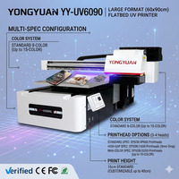 Impresora de Inyección de Tinta UV Todo en Uno YONGYUAN con Cabezales de Impresión Ricoh y Tanque de Tinta Recargable para Imprimir en Vidrio, Madera, Tazas y Carcasas de Teléfono