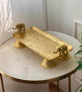 Bandeja Redonda Moderna de Metal Dorado con Acabado Pulido, Ecológica y Decorativa, Apta para Lavavajillas, para Hogar, Hotel y Restaurante - Product Image 5