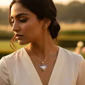 จี้รูปหัวใจเงินแท้ 925 ประดับเพชรคิวบิกเซอร์โคเนีย ชุบทอง 14K สีมรกต โรสโกลด์ และโรเดียม ของขวัญเครื่องประดับที่สมบูรณ์แบบสำหรับผู้หญิง - Product Image 3