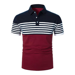 เสื้อโปโลกอล์ฟวินเทจสำหรับผู้ชายเสื้อคอตตอนโพลีเอสเตอร์เสื้อเจอร์ซีย์แขนสั้นสีตัดกันโลโก้ออกแบบได้ตามต้องการ - Product Image 1