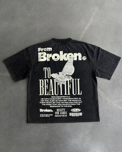 Camiseta Vintage 100% de algodón para hombre, Camiseta de punto holgada de longitud corta informal con serigrafía de peso pesado personalizada de 260 Gsm - Product Image 2