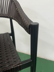 Juego de Muebles de Mimbre para Restaurante, Mesas y Sillas, Taburete de Bar de Ratán, Taburete de Bar de Metal Color Espresso Marrón, Taburete de Aluminio para Exteriores - Product Image 2