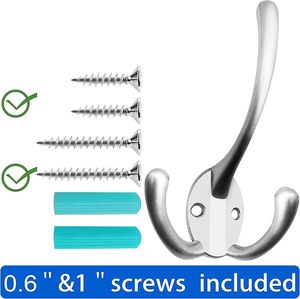 Heavy-Duty Wall Mounted Three Prong Coat <b>Hook</b> 24 Screw Double <b>Hooks</b> for Big Clothing Items Two Types Product <b>Rails</b> - Product Image 4