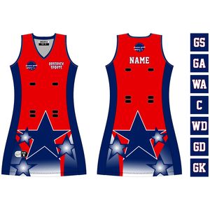 เดรสเน็ตบอลทรงสลิมฟิตพื้นเมืองดีไซน์แบบปรับแต่งได้สำหรับ teamwear ตัวเลือกขนาดพิเศษสำหรับคลับและลีก - Product Image 2