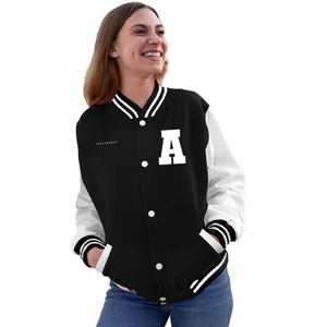 Personnalisé haute rue Chenille patchs Baseball vestes femmes Varsity vestes courte longueur col montant 100% laine vêtements de plein air - Product Image 3