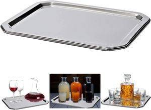 Plateau rectangulaire élégant en acier poli pour le service de bar - Product Image 2