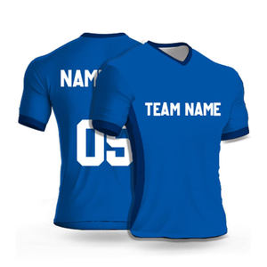 Custom Sublimation Soccer Jerseys Unisex Breathable Quick Dry Short Sleeve <b>Athletic</b> Top Team Name Print Blue Training Wear - Product Image 3
